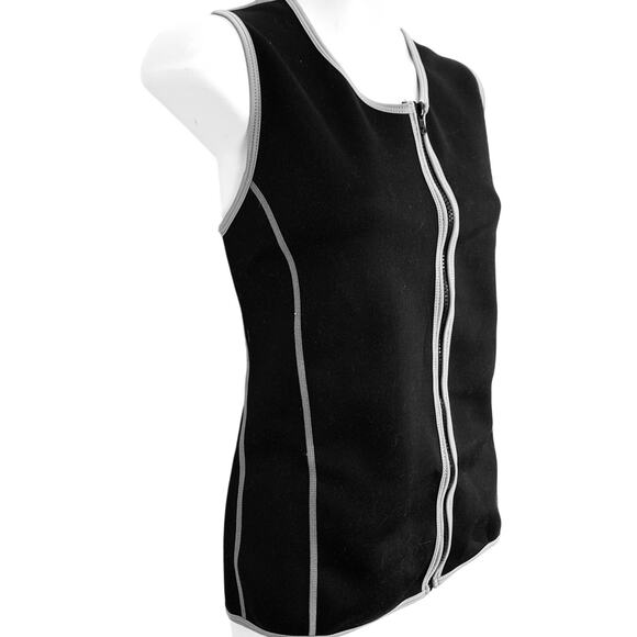 Saunafx Shapewear Waist Trainer Neoprene Vest Full Zip Black Shaper Stretch sz L - Picture 3 of 16